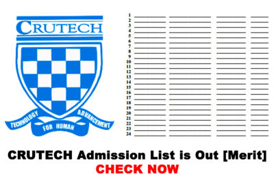 CRUTECH Admission List 2019/2020 Session is Out [Merit]