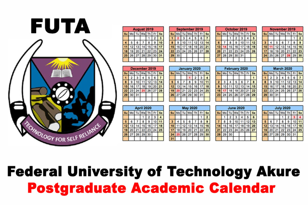 Federal University of Technology Akure (FUTA) Postgraduate Academic Calendar for 2019 /2020 Academic Session