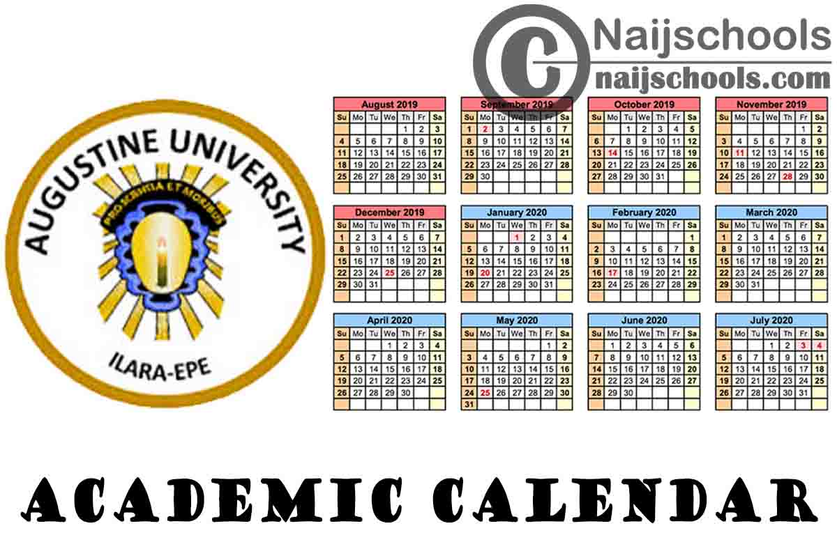 Augustine University IlaraEpe Academic Calendar for 2020/2021 Academic