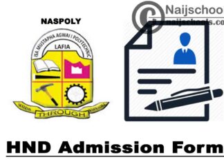 Nasarawa State Polytechnic (NASPOLY) HND Admission Form for 2020/2021 Academic Session | APPLY NOW
