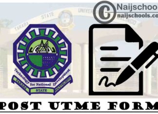Taraba State Polytechnic (TARABAPOLY) Post UTME Form for 2020/2021 Academic Session | APPLY NOW