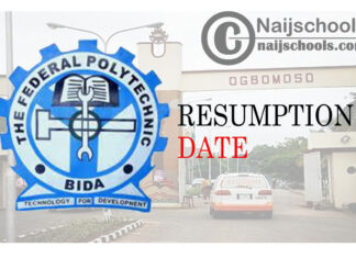 Federal Polytechnic Bida Resumption Date for Continuation of First Semester 2019/2020 Academic Session | CHECK NOW
