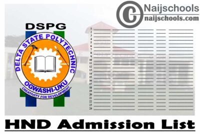 Delta State Polytechnic Ogwashu-Uku (DSPG) HND Admission List for 2020/2021 Academic Session | CHECK NOW