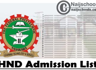 Federal Polytechnic Nasarawa First Batch HND Admission List for 2020/2021 Academic Session | CHECK NOW