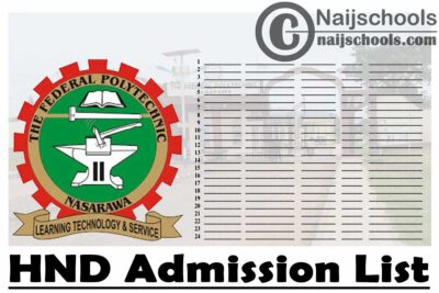 Federal Polytechnic Nasarawa First Batch HND Admission List for 2020/2021 Academic Session | CHECK NOW