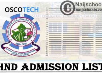 Osun State College of Technology (OSCOTECH) HND Full-Time & Part-Time Admission List for 2020/2021 Academic Session | CHECK NOW