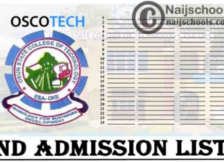 Osun State College of Technology (OSCOTECH) ND Full-Time & Part-Time Admission List for 2020/2021 Academic Session | CHECK NOW