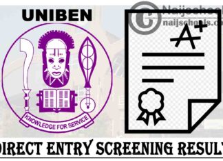 University of Benin (UNIBEN) Direct Entry Screening Result for 2020/2021 Academic Session | CHECK NOW