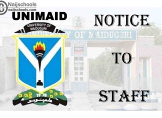 University of Maiduguri (UNIMAID) Notice to all Members of Staff | CHECK NOW