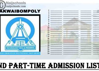 Akwa Ibom State Polytechnic (AKWAIBOMPOLY) Third Batch ND Part-Time Admission List 2020/2021 | CHECK NOW