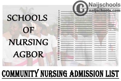 School of Nursing Agbor 2021/2022 Community Nursing Programme Admission List is Out | CHECK NOW