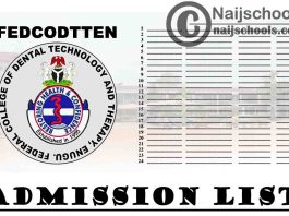 Federal College of Dental Technology and Therapy Enugu (FEDCODTTEN) 2020/2021 1st Batch Admission List | CHECK NOW