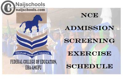 Federal College of Education (FCE) Eha-Amufu 2020/2021 NCE Batch B Admission Screening Exercise Schedule | CHECK NOW