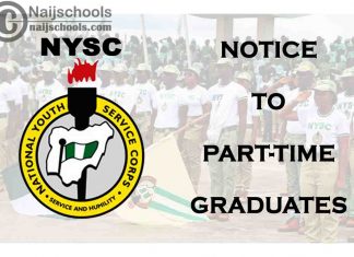 National Youth Service Corps (NYSC) 2021 Notice to Part-Time Graduates | CHECK NOW