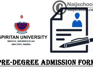 Spiritan University Nneochi (SUN) Pre-Degree Admission Form for 2021/2022 Academic Session | APPLY NOW