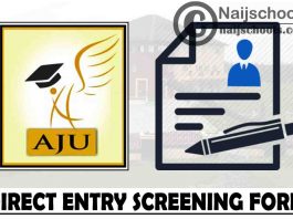 Arthur Jarvis University Direct Entry Screening Form for 2021/2022 Academic Session | APPLY NOW