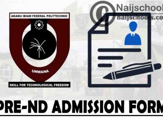 Akanu Ibiam Federal Polytechnic Pre-ND Admission Form for 2021/2022 Academic Session | APPLY NOW