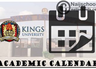 Kings University Academic Calendar for 2023/2024 Session