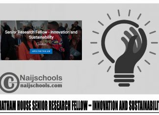 Chatham House Senior Research Fellow – Innovation and Sustainability