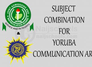 JAMB & WAEC Subject Combination for Yoruba/Communication Art